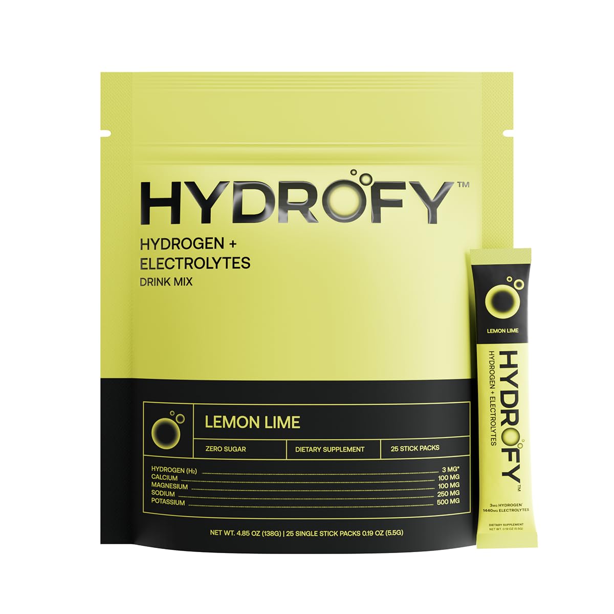 Hydrofy Hydrogen Water Electrolytes Drink Mix Lemon Lime