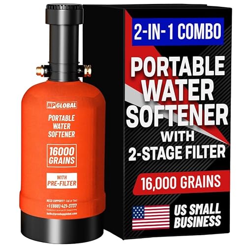 NPGLOBAL Portable RV Water Softener 16,000 Grains
