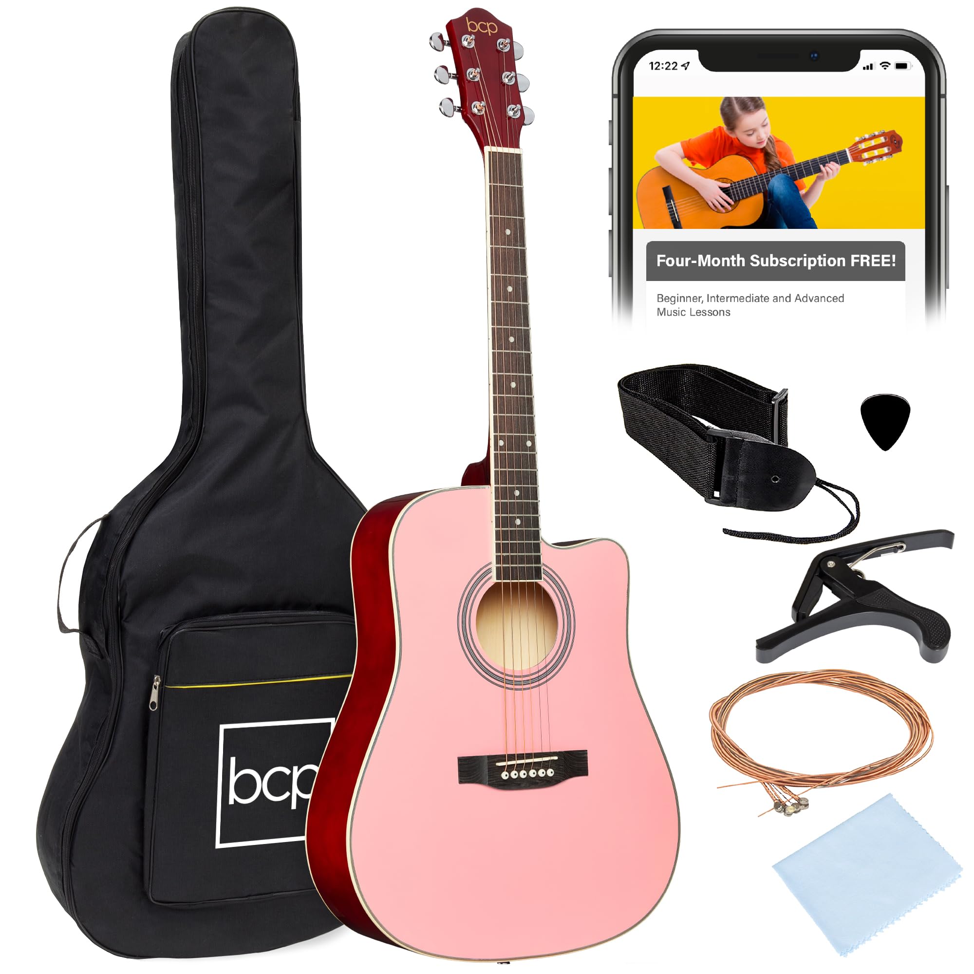 Best Choice Acoustic Guitar Starter Set - Pink