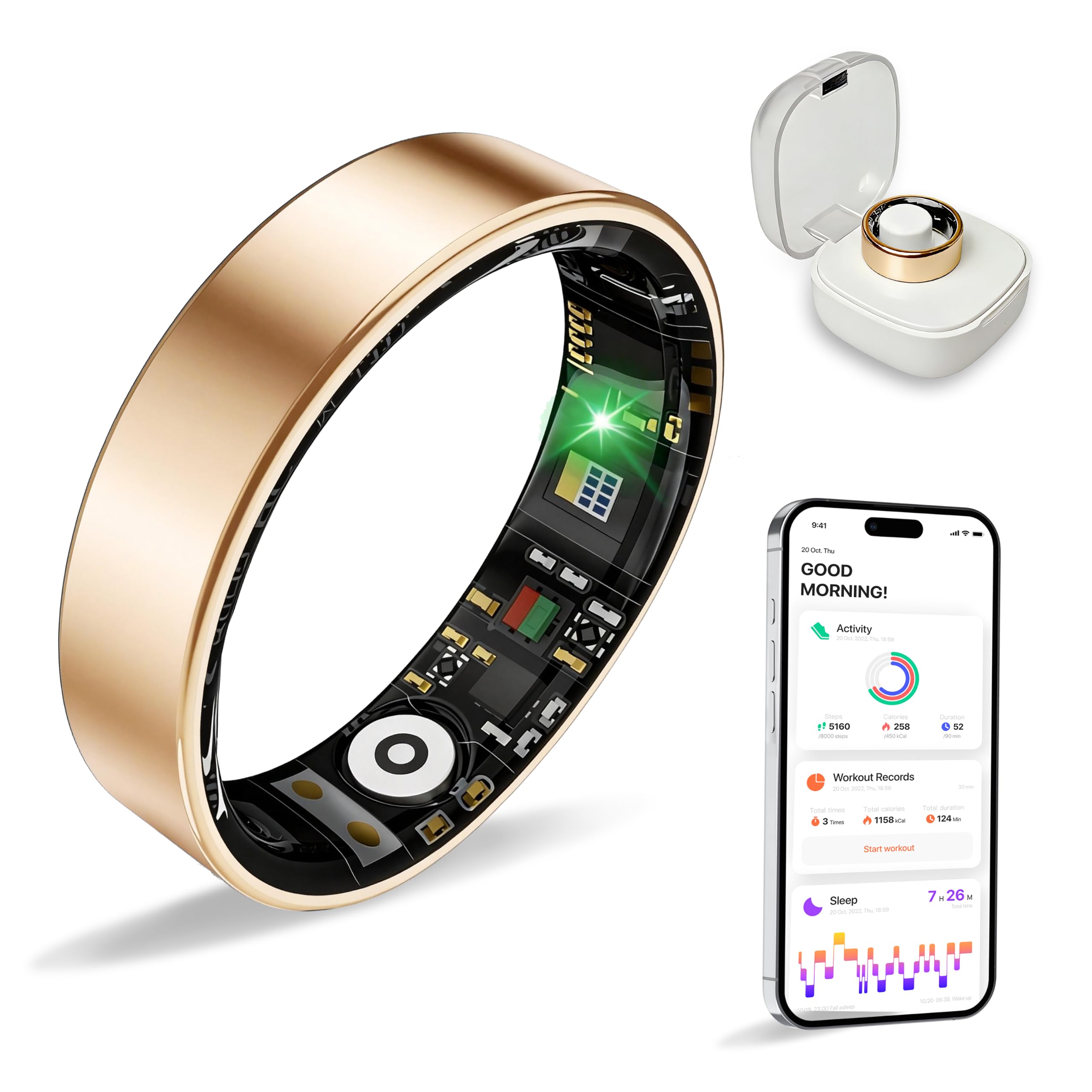 BIEMHA Smart Ring Health Tracker Rose Gold 8