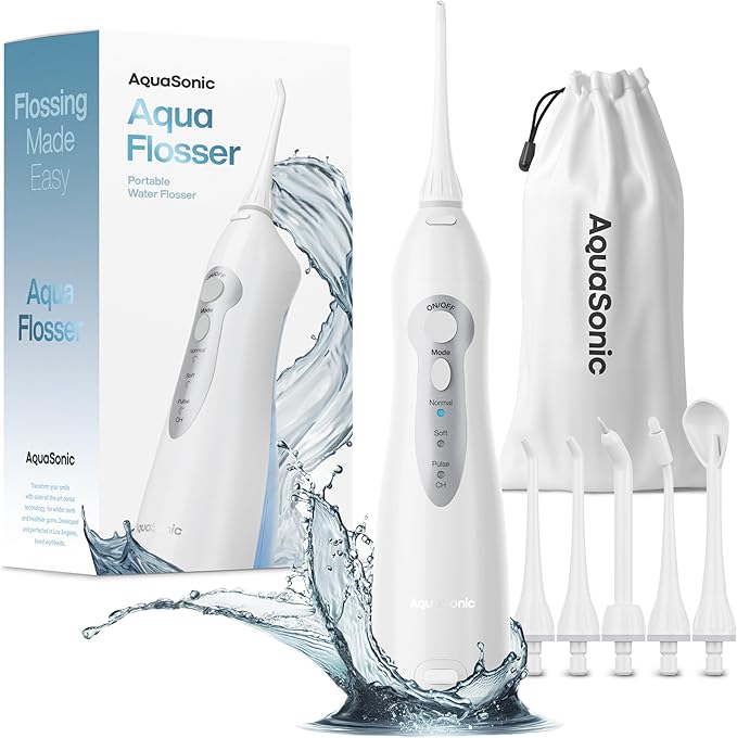 Aquasonic Aqua Flosser Cordless Rechargeable Water Flosser