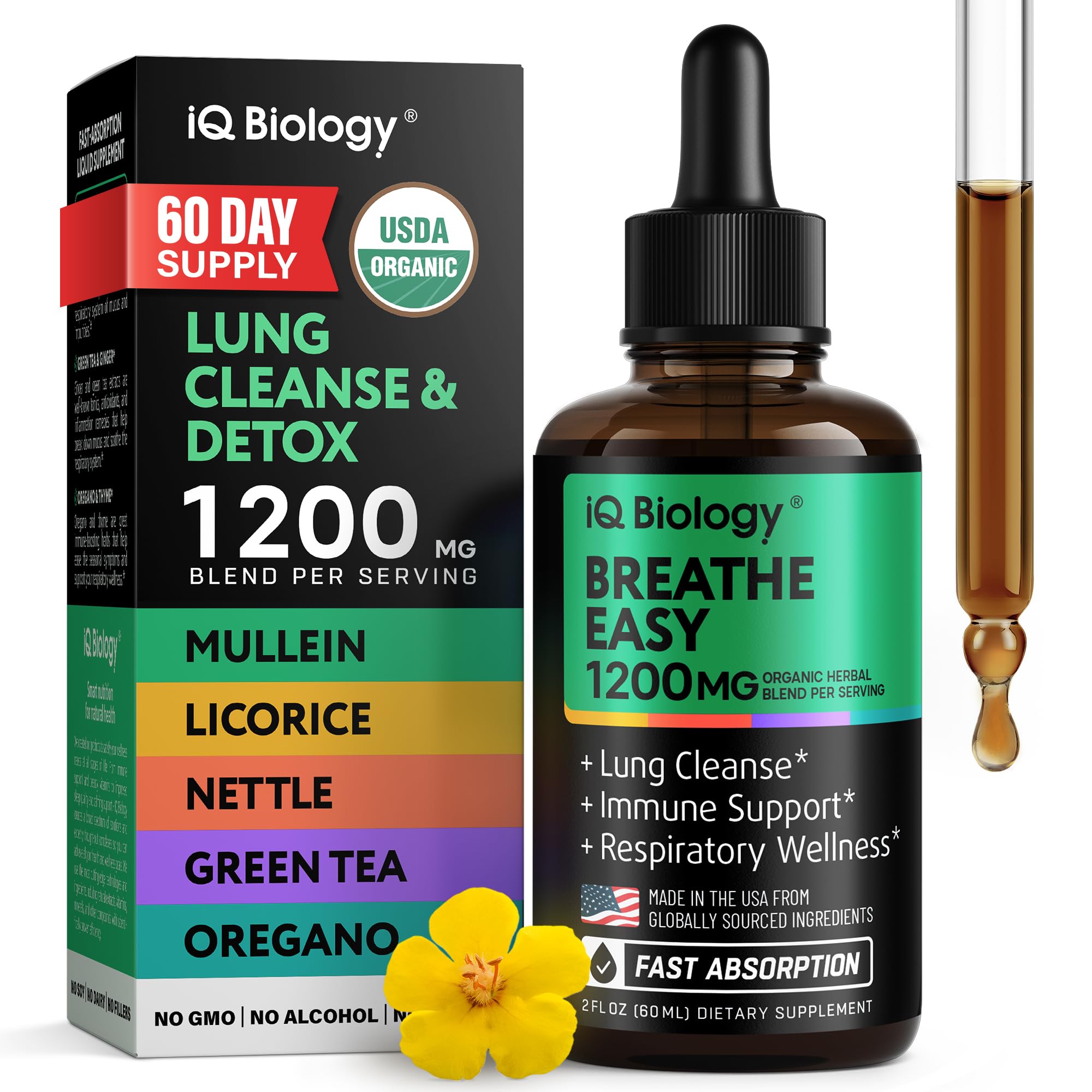 Mullein Lung Detox Drops - Organic Respiratory Support