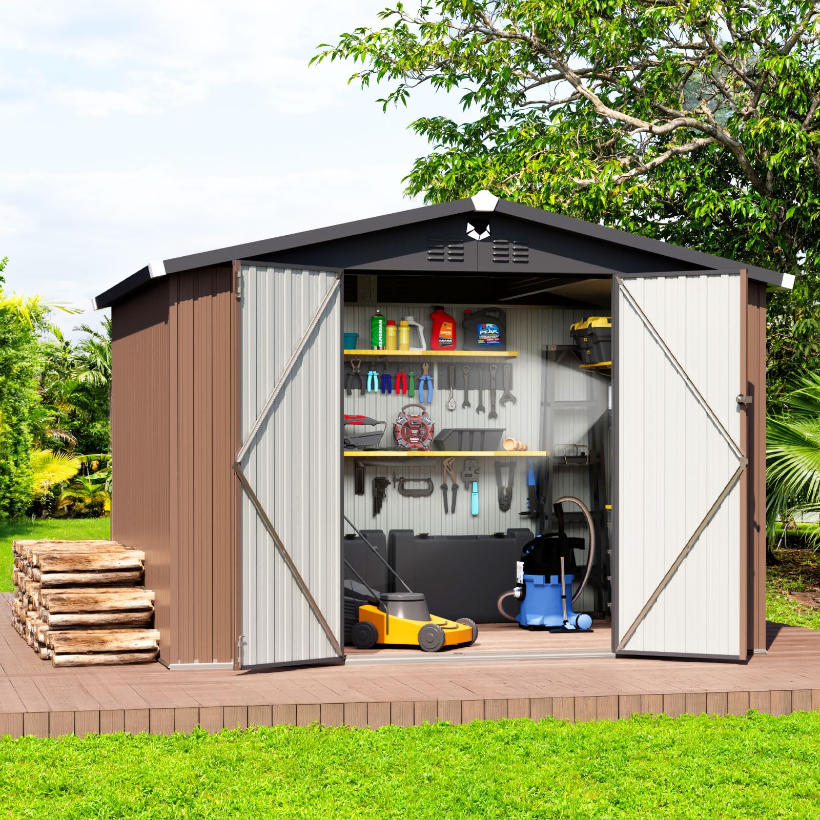 Sannwsg Metal Storage Shed 10x8