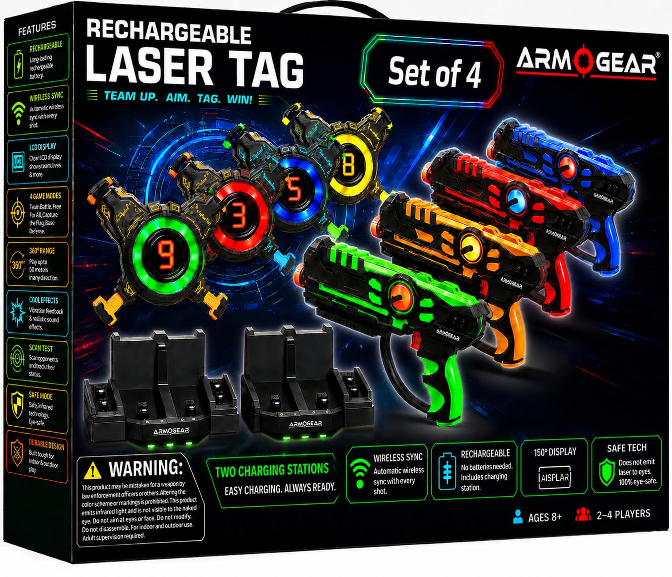 ArmoGear Laser Tag Guns with Vests Set