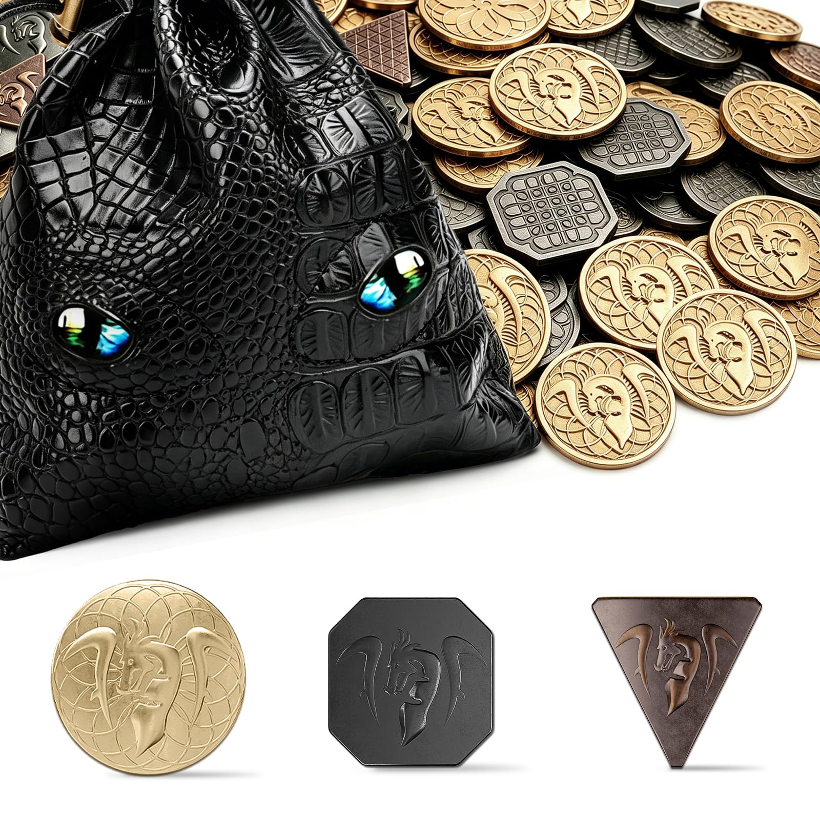 Metal DND Coins with Leather Bag