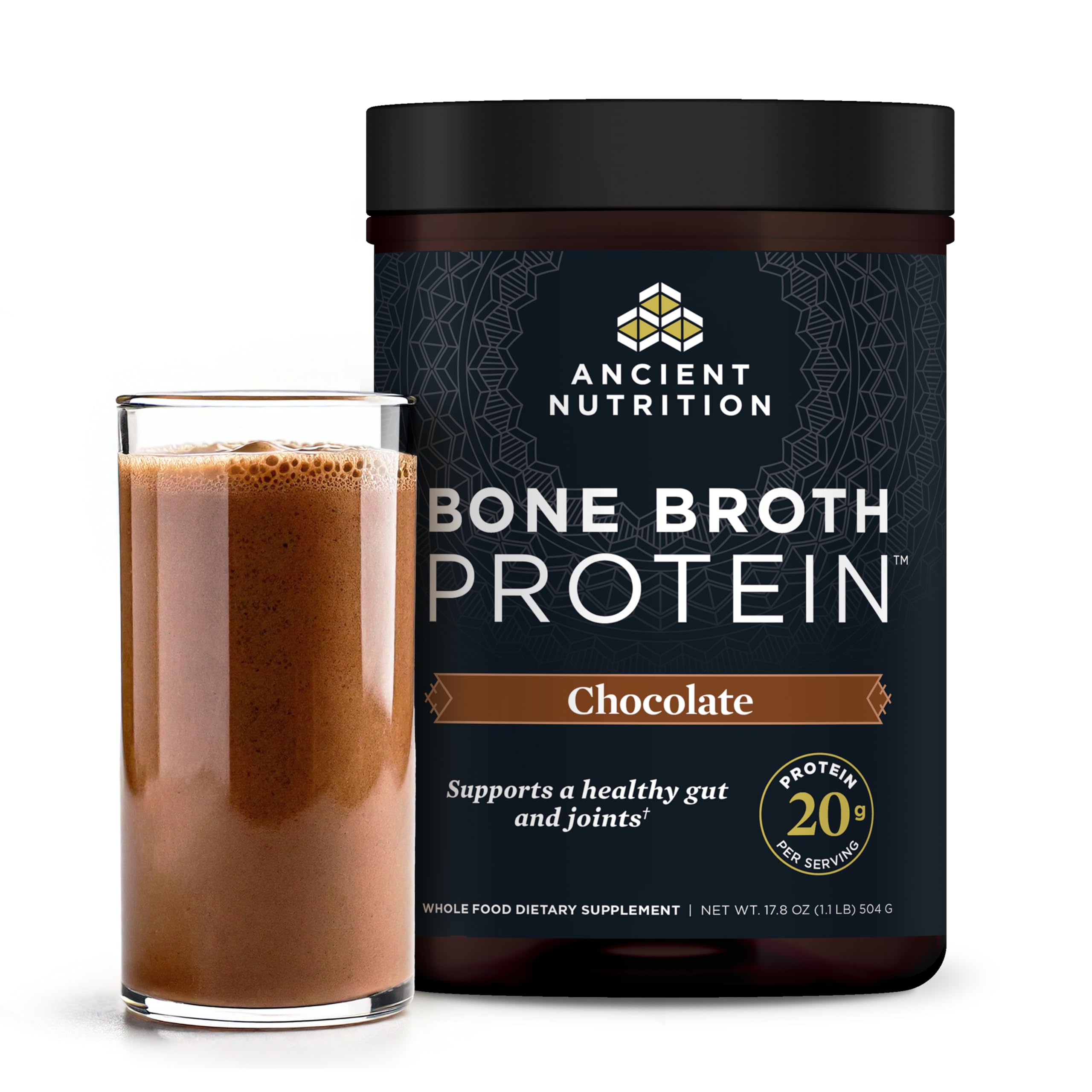 Ancient Nutrition Bone Broth Protein Powder, Chocolate