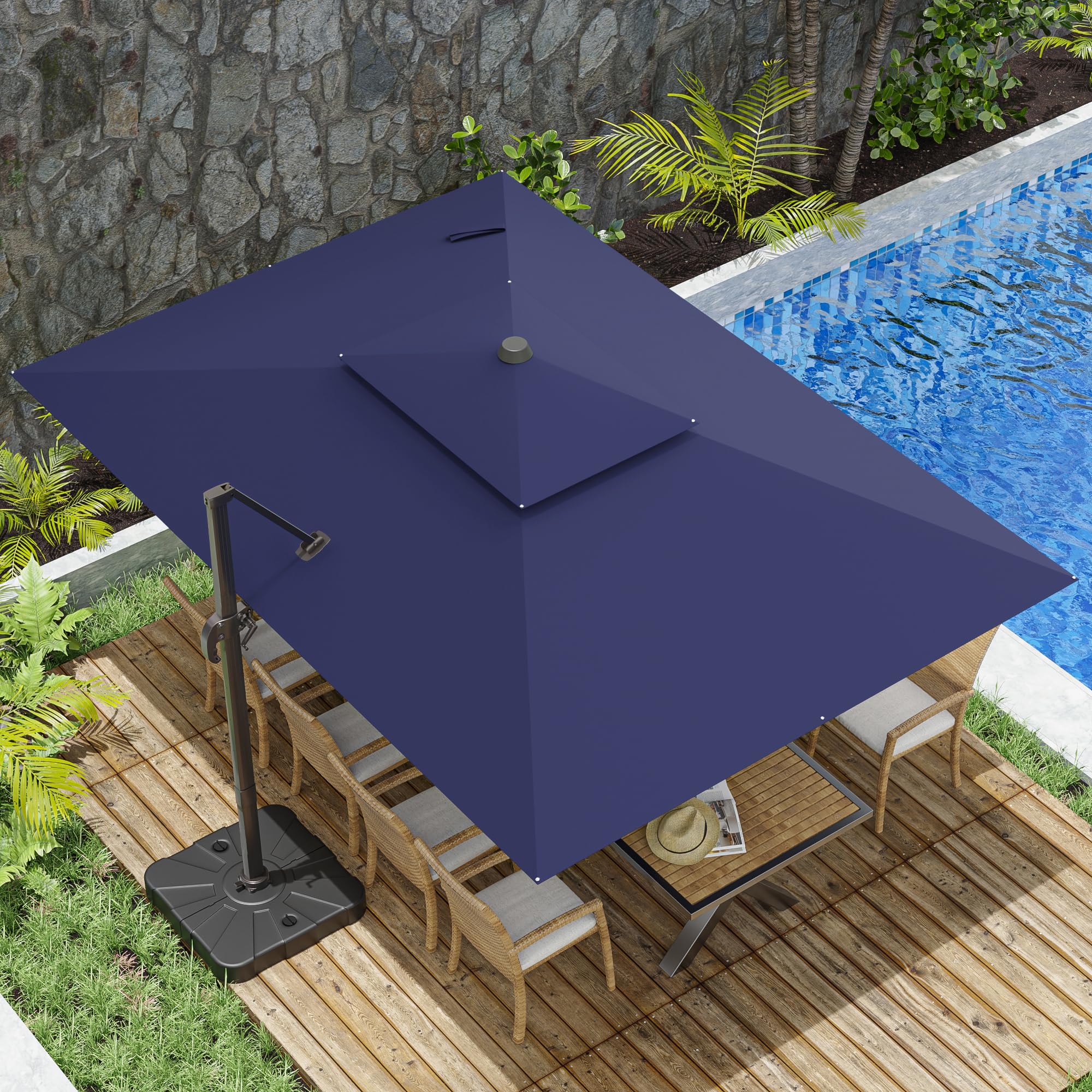 ZLACUIU 10x13FT Cantilever Patio Umbrella Navy